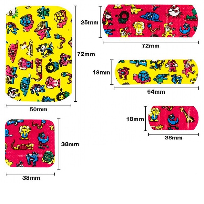 The Children's Plasters are available in five sizes