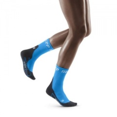 CEP Electric Blue/Black Winter Running Short Compression Socks for Women