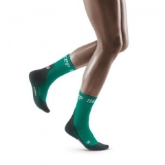 CEP Green/Black Winter Running Short Compression Socks for Women