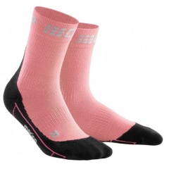 CEP Light Rose/Black Winter Running Short Compression Socks for Women