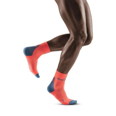 CEP Coral/Grey 3.0 Short Compression Socks for Men