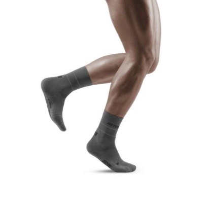 CEP Grey Reflective Mid-Cut Compression Socks for Men