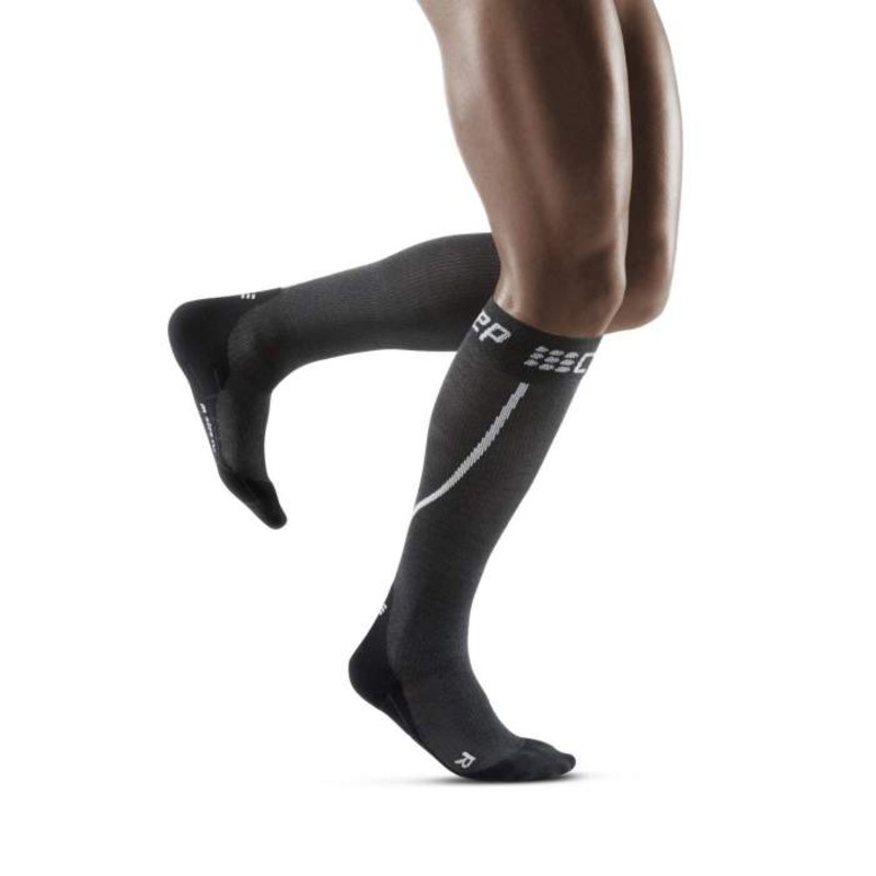 CEP Grey Winter Running Men's Compression Socks Think Sport