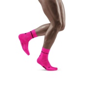 CEP Men's Pink Neon Mid-Cut Compression Socks for Running