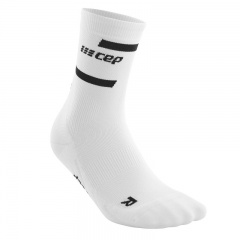 CEP Women's Mid-Cut Compression Running Socks (White)