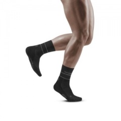CEP Black Reflective Mid-Cut Compression Socks for Men