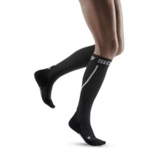 CEP Grey/Black Winter Running Compression Socks for Women