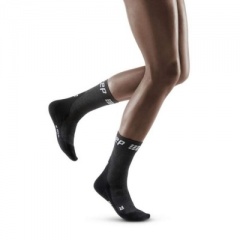 CEP Grey/Black Winter Running Short Compression Socks for Women
